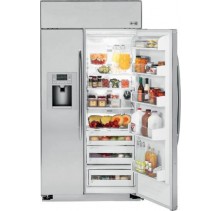 GE Profile PSB42YSX Built-In Side by Side Refrigerator, 42in 25.2 cu.ft, Automatic Icemaker, LightTouch! Cubes; Crushed Ice & Chilled Water Dispenser and ClimateKeeper  