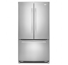 Whirlpool Gold GX5FHDXV French Door Refrigerator, 36in, 24.8 cu.ft, with Contour Smooth Doors, Hidden Hinges, Electronic Controls, 4 Spillguard Shelves, 2 HC Crispers, Full Width pantry ad Energy Star