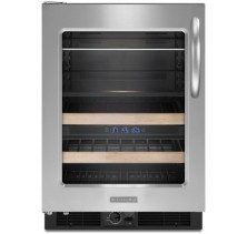 Kitchen Aid KBCS24LSBS Built In Under Counter Wine Cooler, 24in, with 22 Wine Bottle Capacity and Three Temperature Zones
