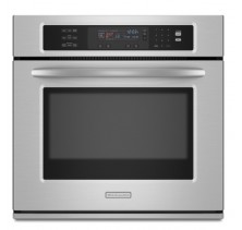 Kitchenaid KEBS107S Single Wall Oven, 30in, 4.3 cu.ft, with Even-Heat True Convection System & Glass-Touch Oven Display