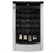GE Profile PWR04FANCSC Freestanding Wine Cooler, 20 1/8in, 4.3 cu.ft, black case with stainless steel trim, 29-bottle capacity and Reversible Door 