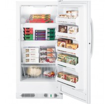 GE FUM14SVRWW Upright Freezer, 28in, 14.1 cu. ft. with 3 Wire Shelves, Manual Defrost, Interior Light and 5 Freezer Door Shelves 