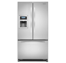 KitchenAid KFIS20XV Counter-Depth French Door Refrigerator, 36in, 19.7 cu.ft, with 4 Adjustable Spillproof Shelves, Humidity-Controlled Crispers, Door Alarm, External Ice & Water Dispenser
