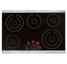 LG LCE3081ST Electric Cooktop, 30 in, with 5 Cooking Elements (one dual-1400W, one dual-950W, one warming zone-100W, two single-1200W/1500W), SmoothtouchTM Controls, Linear Power Burner