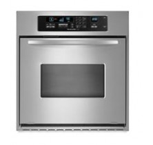 Kitchen Aid KEBC147V Single Wall Oven, 24in, 3.1 cu.ft, with Third Hidden Element True Convection Oven, Self-Clean, CleanBake, Maxi/Econo Thermal Broiler, Temperature Probe & Electronic Touch Controls