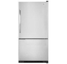 Amana ABB192Z Bottom Mount Refrigerator, 30in, 18.5 Cu Ft ,Flat Textured Door ,Electronic Controls ,4 Spillproof Shelves ,Hanging Deli, and Humidity Controlled Crispers 