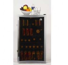 GE Beverage Center, black case with stainless appearance trim, 109 cans capacity (12 oz.) , electronic controls, glass shelves