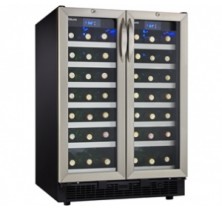 Danby DWC2727BLS 24" Built-in Dual Zone Wine Cellar with 54-Bottle Capacity, Stainless Steel Trimmed Wire Shelves, Safety Lock, Cool Blue LED Lighting, Digital Thermostat and Twin Door Design