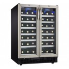 Danby DWC2727BLS 24" Built-in Dual Zone Wine Cellar with 54-Bottle Capacity, Stainless Steel Trimmed Wire Shelves, Safety Lock, Cool Blue LED Lighting, Digital Thermostat and Twin Door Design