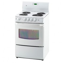 GE JCAS730MWW Freestanding Electric Range, 24in, 3.0 cu.ft, with Removable One-Piece Drip Bowls and Quick Clean Storage Drawer
