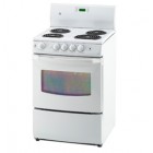 GE JCAS730MWW Freestanding Electric Range, 24in, 3.0 cu.ft, with Removable One-Piece Drip Bowls and Quick Clean Storage Drawer