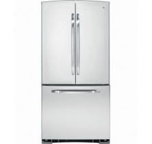 GE GFRS2KBY French Door Refrigerator, 33in, 22.1 cu.ft., 4 split glass.,  3 crisp (2 adj hum),4 portabins, gal sh., contour door, High gloss finish, New GE crown door appearance