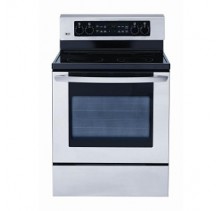 LG LRE3091S Freestanding Electric Range, 30 in, 5.6 cu.ft. Blue porcelain oven cavity, All digital intuitive split control, LED (Green) display, Ceran Suprema smooth cooktop; One 9/12 dual (max 3000w)