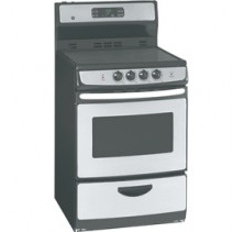 GE JCAP760 Freestanding Electric Self CleanRange, 24in, 3.0 cu.ft, with Ceramic Glass Cooktop, Electronic Oven Controls, 2 Ribbon, 8" Heating Elements and Quick Clean Storage Drawer   