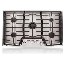 LG LCG3691ST Gas Cooktop 36 in, 5 Sealed Gas Burners (two 9100BTU, one 12,000BTU, one 5,000 BTU, Center Double - 19,000 BTU), Premium LED Backlit Knobs