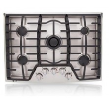 LG LCG3091ST Gas Cooktop, 30 in, with  5 Sealed Gas Burners (two 9100BTU, one 12,000BTU, one 5,000 BTU, Center Double - 19,000 BTU), Premium LED Backlit Knobs 