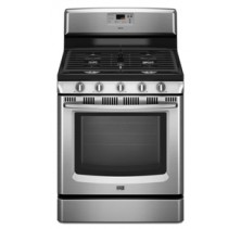 Maytag MGR8670W Freestanding Gas Range, 30in, 5.6 cu.ft, with Precision Cooking System, Control Lockout, Full-Width Cast Iron Grates and Power Center Cooktop (Five Burners/One Speed Heat Burner)  