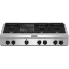 Kitchen Aid KGCU482VSS Gas Cooktop, 48in, with 6 Sealed Burners, Two 20K BTU Ultra Power Dual Flame Burners, Continuous Grating and 18K BTU Even-Heat Gas Grill