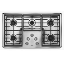 Maytag MGC7536W Gas Cooktop, 36in, with 5 Sealed Burners Including 1 Simmer Burner, Frameless Design, Pilotless Electronic Ignition and Continuous Grates