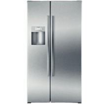 Bosch (B22CS50SN) 500 Series 24" Counter-Depth Side by Side, 21.7 cu.ft capacity, frameless exterior ice & water dispenser w/LED display, Dual Cool system, Spillproof Glass Shelves