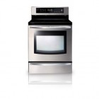 Samsung FTQ307NWGX Freestanding Induction Range, 30 in, 5.9 cu.ft, with Self-Clean, Hidden Bake Element, SteamQuick, Multi-Level Cooking (1 Heating Fan + 2 Booster Fans on Top & Bottom), Glass Touch