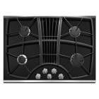 Kitchen Aid KGCD807XSS Gas Downdraft Cooktop, 30in, with 325 CFM Downdraft Vent, 4 Sealed Burners, Simmer Burner, 2-Speed Fan Control and Ceramic Glass