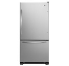 Amana ABB2224WE Bottom Mount Refrigerator, 33in, 21.9 cu.ft, with Flat Textured Door (Reversible) ,Pull Out Drawer ,Electronic Temp Controls ,4 Spillproof Glass Shelves and 2 Hc Crispers 