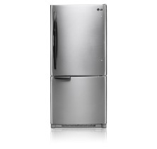 LG LBN20514ST Bottom Mount Refrigerator, 30 in, 20 cu.ft., Swing Freezer Door, 2 fridge lights (60w) and 1 freezer light (60w), 2 full glass shelves, 2  humidity controlled crispers