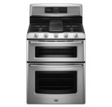 Maytag MGT8775X Freestanding Double Oven Gas Range, 30in, 6.0 cu.ft, with One 16,000 BTU Speed Heat Burner, Self-Cleaning Upper and Lower Ovens with Adjustable Levels, Floating Glass-Front Oven Door  