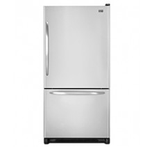Maytag MBB1957WEB Bottom Mount Refrigerator, 18.6 Cu Ft ,Electronic (1-7) Controls ,3 Framed Door Bins ,4 Spill Proof Glass Shelves ,Hanging Deli Drawer ,2 Framed Humidity Controlled Crispers 