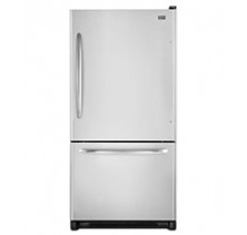 Maytag MBF1958XES Bottom Mount Refrigerator,19in With Flat Smooth Door, Pullout Freezer Drawer,  30% Energy Star, 4 Split Spillproof Glass Shelves, 4 Door Bins + Dairy, Factory Installed Ice Maker