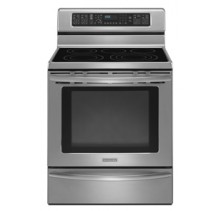 Kitchen Aid YKERS308XS Freestanding Electric Range, 30in, 5.8 cu.ft, with 5 Radiant Elements, Self-Cleaning True Convection Oven, Electronic Touch Controls, EasyConvect and Roll-Out Racks 