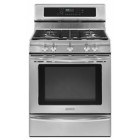 Kitchen Aid KGRS308XSS Freestanding Gas Range, 30in, 5.1 cu.ft, with 5 Sealed Burners, True Convection Oven, Self Clean, Continuous Grates, Easy Convect, Cast-Iron Griddle and Warming Drawer