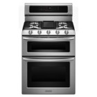 Kitchen Aid KDRS505XSS Freestanding Dual-Fuel Double Oven Range, 30in, 6.7 cu.ft with 5 Sealed Gas Burners, Total Oven Capacity, Self-Cleaning, Even-Heat True Convection and Cast-Iron Griddlle