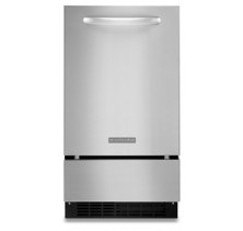 Kitchen Aid KUIC18NNXS Built In Under Counter Ice Maker, 18in, with 50lbs Max Production per Day, 35lbs Storage Bucket, Clear ice is filtered and tastes fresh and Drop-Down Door