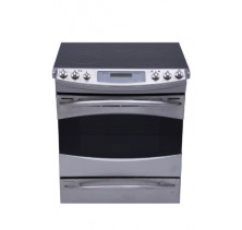 GE Profile PCS968 Slide-In Electric Range, 30in, 4.1 cu.ft, with PreciseAir convection system, Glass Touch Oven Controls, Hidden Bake Oven Interior and Tri-ring Ribbon Element   
