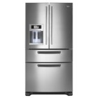 Maytag MFX2571XEM Four Door French Door Refrigerator, 36in, 25.0 cu.ft, with 4 Adjustable Spill-Catcher Shelves, Easy Access Refrigerator Drawer, Flush Exterior Ice/Water Dispenser, Rotating Faucet 