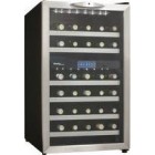 Danby DWC286BLS 20'' Wine Cellar with 38 Bottle Capacity, 2 Temperature Zones, 6 Slide-Out Wooden Shelves, LED Lighting and Tinted/Tempered Glass Door