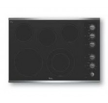 Whirlpool Gold G7CE3055X Electric Cooktop, 30in, with 5 Radiant Elements, Eco Friendly Schott Ceran Glass Surface, Dishwasher-Safe Knobs, Hot Surface Indicator Light