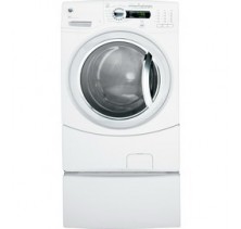 GE GFWS3500LWW Front Load Washer, 27in, 4.9 cu.ft, with Adaptive Vibration Control, HydroHeater, Speed Wash Cycle, Energy Saving Option eWash and Energy Star Certified  
