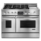 Jenn Air JGRP548WP 48 inch Pro-Style Gas Range with Griddle and MultiMode Convection with Two 20,000 BTU Stacked PowerBurners, 7-Inch Full Color Touch-Anywhere LCD Display and Auto Convection 