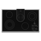 Kitchen Aid KECD866RSS Electric Cooktop, 36in, with 4 Heating Elements, Built-In Downdraft Vent & Ceramic-Glass Surface: Pure Black w/ Stainless Steel Trim