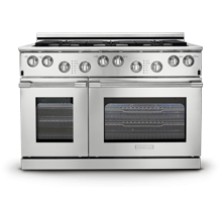 Electrolux Icon E48DF76EPS Freestanding Duel Fuel Range, 48 in, Two self clean convection ovens (4.6 cu.ft. and 2.6 cu.ft.) with Electronic Ignition with Auto Re-Ignition, Porcelin Cooking Surface 