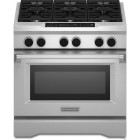 Kitchen Aid KDRS467VSS 36" Pro-Style Duel-Fuel Range with 5.1 cu. ft. Even-Heat True Convection Oven, 6 Sealed Burners and Large Glass-Touch Oven Control Panel