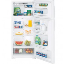 GE GTH18HBC Top Mount Refrigerator, 28 in, 18.2 cu.ft, with Upfront Temperature Controls, 2 Clear Vegetable Crispers, Clear Snack Pan, NeverClean Condenser and Optional Ice Maker 