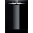Bosch (SHE3AR56UC) Ascenta Silence Rating: 50 dBA&bull; 4 Wash Cycles:Power Scrub, Regular Wash, Auto Wash, Half Load&bull; 2 Options: Sanitize, Delay Start (3/6/9)&bull; Standard Upper Racks, 1 flip tine