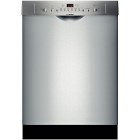 Bosch (SHE3AR75UC) Ascenta Silence Rating: 50 dBA &bull; 6 Cycles: Power Scrub, Regular Wash, Auto Wash, Half Load, Delicate Wash, Quick Wash &bull; 2 Options: Sanitize, Delay Start (3/6/9)
