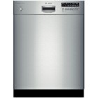 Bosch (SHE45R55UC) 500 Series Silence Rating: 48 dBA &bull; 279 kWh/yr &bull; 5 Cycles: Power Scrub, Regular Wash, Delicate Wash, Quick Wash, Rinse & Hold &bull; 2 Options: Half Load, Delay Start 19h &bull; 500 Series  