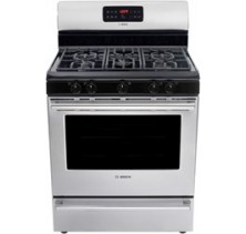 Bosch (HGS30) Evolution 300 Series Free-Standing Gas Range, 5 sealed burners, 5k to 14k BTU, 500 BTU simmer, cast-iron matte grates, porcelain steel cooktop, 5.0 cu.ft oven, 3 cooking modes
