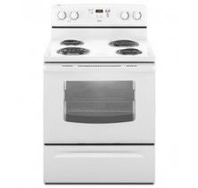Maytag YMER5605YW Freestanding Electric Range, 30 in, 4.8 cu.ft, with Extra Large Oven Window, Adjustable Oven Racks, Digital Temperature Display and Clock And Timer 
